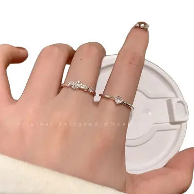 Butterfly Zircon Ring, Adjustable, Women's