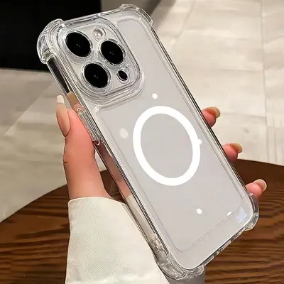Magnetic Transparent Shockproof Air Cushion Case for iPhone 16 Pro Max