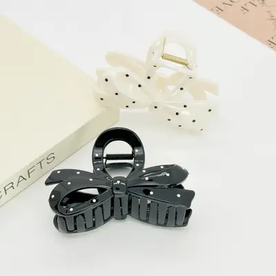 Japanese-style cute transparent polka dot claw clip fashion large hair clip versatile hair clip girls shark clip hair accessory - 8