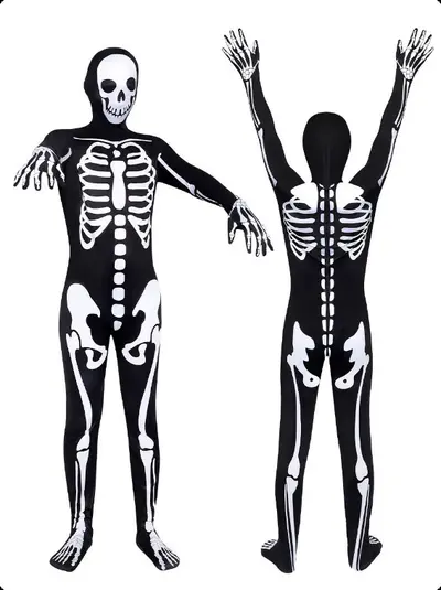 Children's Skeleton Hooded Bodysuit Costume, Halloween Party Performance Outfit - 8