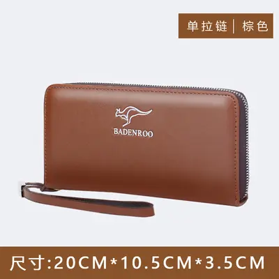 Erkek El Çantası Deri Fermuarlı Clutch, Çift Fermuarlı Uzun Cüzdan - 10