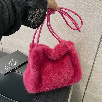 Women's Mink-Style Plush Tote Bag, Large Capacity - 8