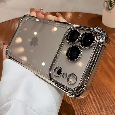 iPhone 15-17 Pro Max clear case with air cushion, full coverage