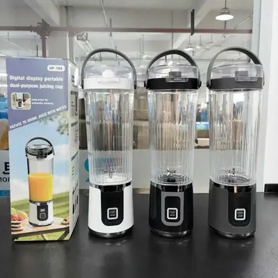 Taşınabilir Buz Kırıcı Meyve Sıkacağı USB Şarjlı Dijital Ekranlı Meyve Suyu Makinesi Açık Hava Seyahat Karıştırıcısı Blender