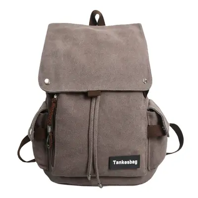 Large capacity men's canvas backpack with laptop compartment, for travel and school - 8