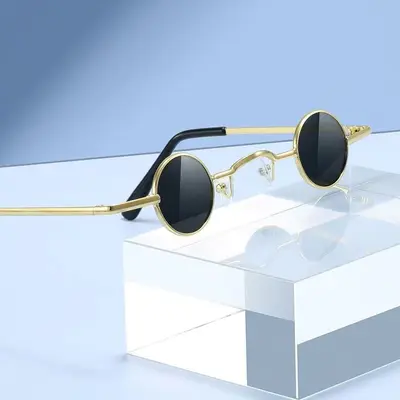 Retro Kleine runde Metall-Prinzenbrille - 5