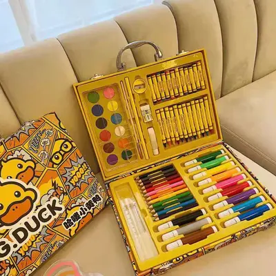 Sarı ördek suluboya kalemi seti, 67 parça, çocuk sanat malzemeleri - 3