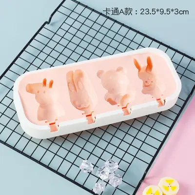 Food-grade silicone ice cream mold homemade ice cream popsicle children's cartoon cheese stick mold - 7