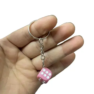 2CM Resin Dice Keychain, Solid and Colored