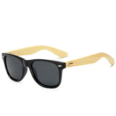 Square Retro Sunglasses with Bamboo Legs and Rivets, Driving Style - 7