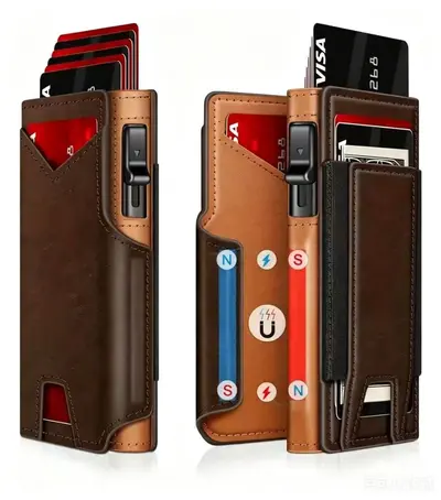 Men's Vintage Wallet with RFID Blocking and Magnetic Card Holder - 10