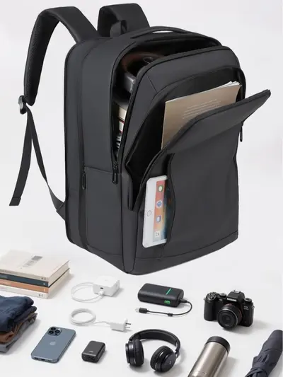 Men's Minimalist Business Backpack, Large Capacity, Waterproof, Laptop Compartment - 6