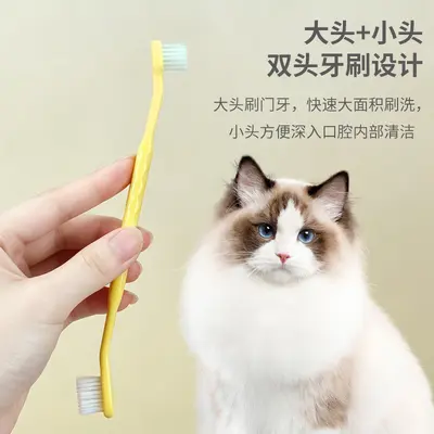 Pet toothbrush double-headed disposable oral care brush