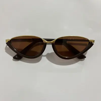 Retro Cat-Eye Half-Frame Sunglasses for Women, Y2K Style - 7