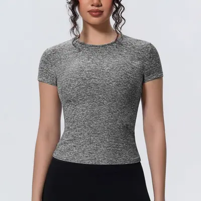 Çapraz Sınır Yeni Model Spor Çıplak Hissi Bel Toplayıcı İnce Kısa Kollu Nefes Alabilen Yoga Giyim T-Shirt Koşu Antrenmanı Fitness Üstü Kadın - 12