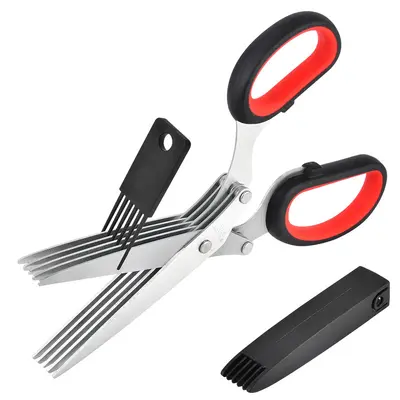 Five-Layer Stainless Steel Green Onion Scissors, Vegetable and Herb Scissors - 8