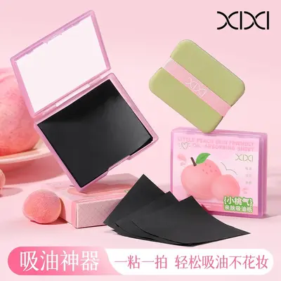 Xixi Öl-Blotting Paper 100 Stück mit Puderquaste Spiegeldose