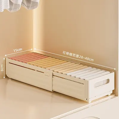 Home wardrobe storage layered organizer pants storage box plastic lid storage basket expandable clothing storage box - 10