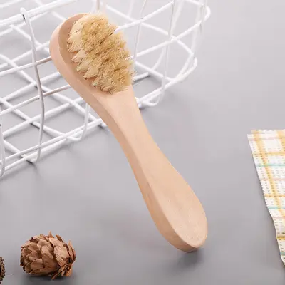 Factory direct supply short handle boar bristle facial cleaning brush pore cleansing small face brush handle small face brush bath cleaning brush - 7