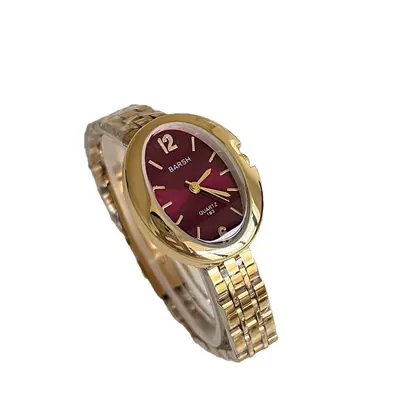 Women's quartz watch, pigeon egg shape, gold-tone - 6