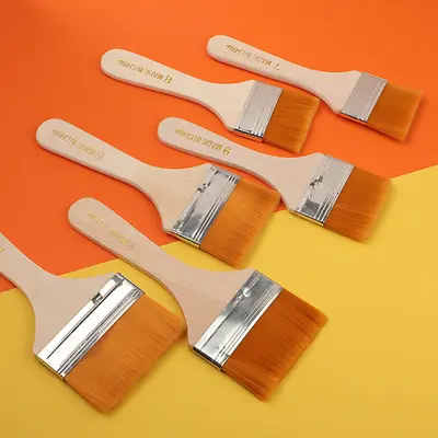 Small Nylon Bristle Wooden Painting Brush Set for Oil Painting