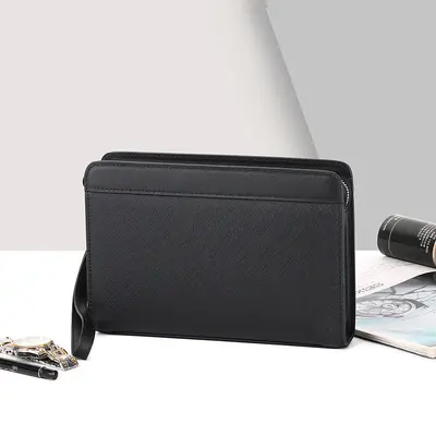 Men's Clutch Bag, Large Capacity Full-Grain Cowhide Leather - 7