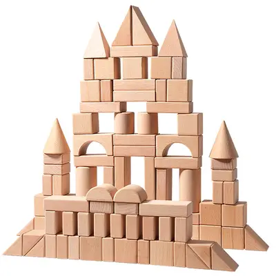 Wood-Color Large Particle Building Blocks, Kindergarten Educational Toy - 6