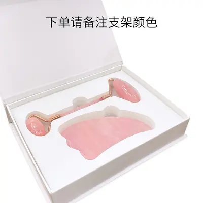 Rose Quartz Massagegeräte-Set Herzform Doppelkopf Massabestab Augen- und Gesichtsschönheit Nacken- und Schultermassage natürliche Gua-Sha-Platte - 11
