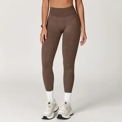 Washed Matte Seamless Yoga Leggings, High Waist - 2
