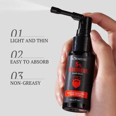 KORMESIC5%米诺头发和胡须生长精华头发护理serum oil英文包装