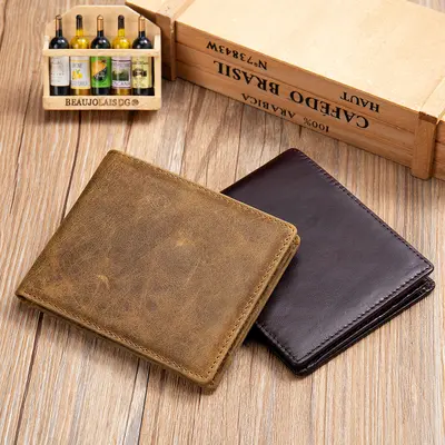 Marant Men's Short Wallet, First-Layer Cowhide Leather, Bi-Fold, Anti-Magnetic - 3