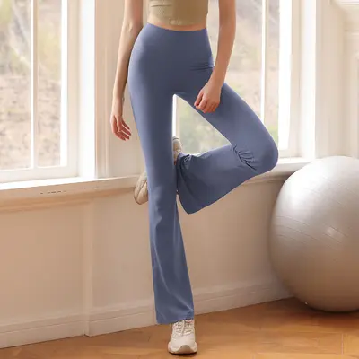Women's Waist-Cinching Flared Yoga Pants, High Elasticity - 12