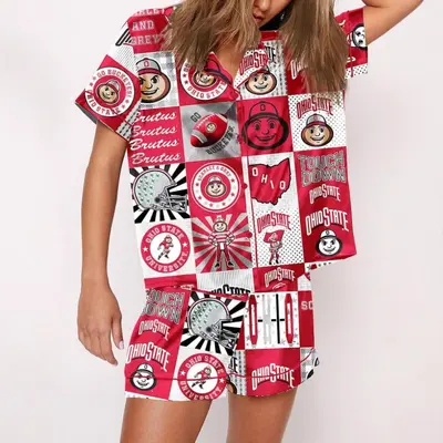 Damen-Kurzarm-Shorts-Hausanzug-Set mit digitalem Druck