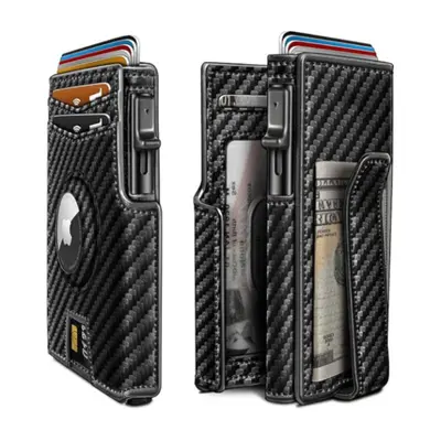Genuine Leather Men's Bi-Fold Wallet with AirTag Aluminum Box - 7