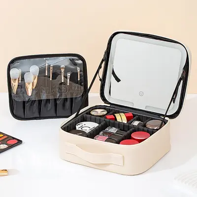 LED seyahat kozmetik çantası, aynalı, büyük kapasiteli - 7
