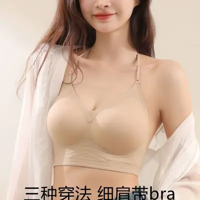 Neckholder-BH für Damen, Rückenfrei, kleine Brüste, Push-up, schmale Träger, nahtlos, Foundation-Stil, unsichtbar, U-Form, rückenfreie Träger-BH-Büstenhalter