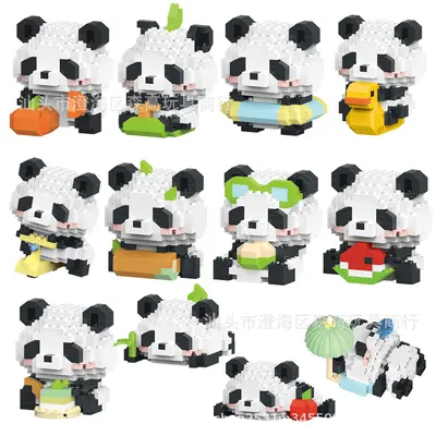 Panda-Figur Blindbox Mikro-Bausteine Set - 5