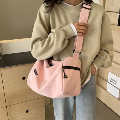 2025 summer new style simple and versatile university student solid color comfortable sports backpack shoulder bag men's lightweight crossbody bag women's - 4