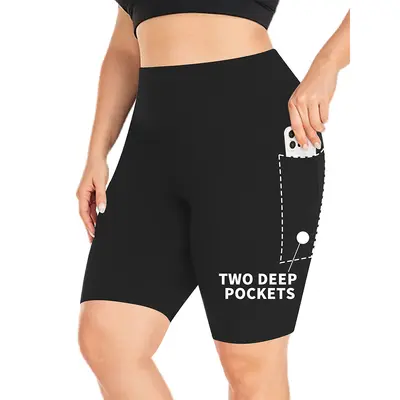 Шорты для йоги TEMU Pocket Five Points, женские европейские и американские узкие леггинсы с высокой талией большого размера, спортивные брюки для йоги большого размера - 7