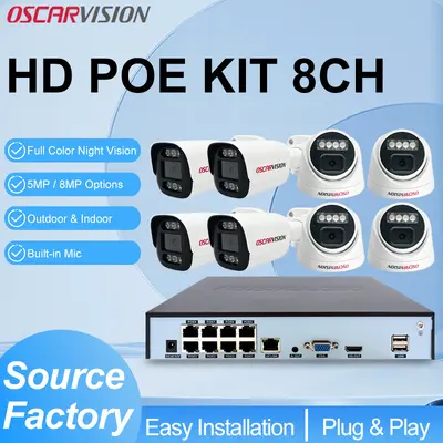 POE 4K gözetim kamerası seti, plastik konut, su geçirmez, tam renkli - 2