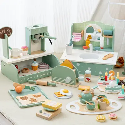 Wooden Children's Pretend Play Dessert and Tea Set, Kitchen Toy