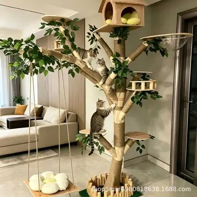 Full Set Cat Tree for Large Cats, Small Apartments, Wear-Resistant - 4