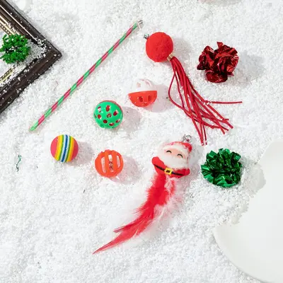 Noel Temalı Kedi Oyuncak Seti, Etkileşimli Kedi Oltası ile Birlikte - 4