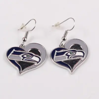 NFL Heart-Shaped Enamel Drop Earrings with Team Logos - 8