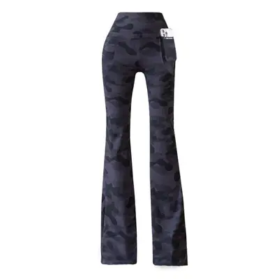 Camouflage Flare Pants, High-Waist, Double Pocket, Plus Size - 6