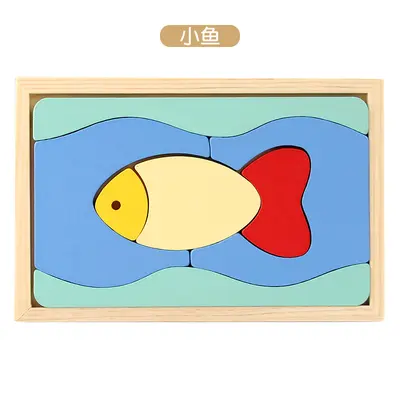 Ahşap Karikatür Puzzle Oyuncak, Montessori Yapboz Eğitici Çocuk Hediyesi - 7