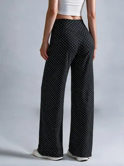 Women's Leopard Print Wide-Leg Sports Pants, Brushed Fabric - 12