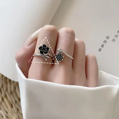 925 silver flower open ring, Thai silver, non-tarnishing - 7