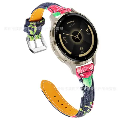 Leather Watch Band Strap 18MM for Garmin Venu 3S/2S Slim Waist Leather Strap, Samsung Huawei Smartwatch T-Type Leather Strap