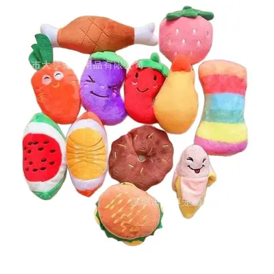 Dog Cartoon Fruit Squeaky Toy, Chew-Resistant Plush